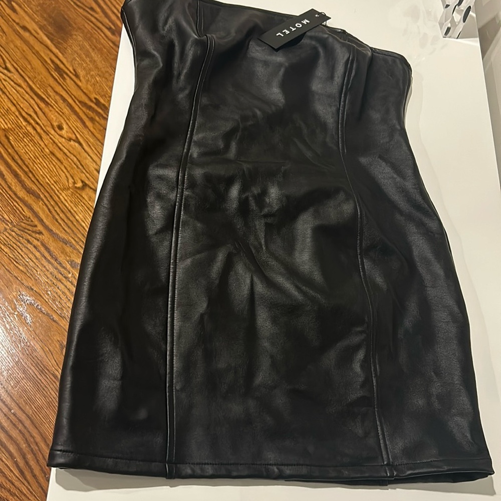 Motel rocks. Large. Black mini leather dress